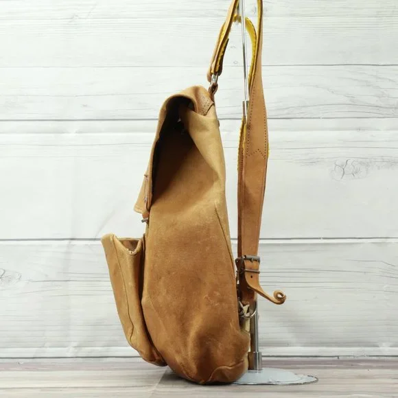 Vtg! JURA Brown Leather Patina Genuine School Bag Casual Backpack - Picture 2 of 11